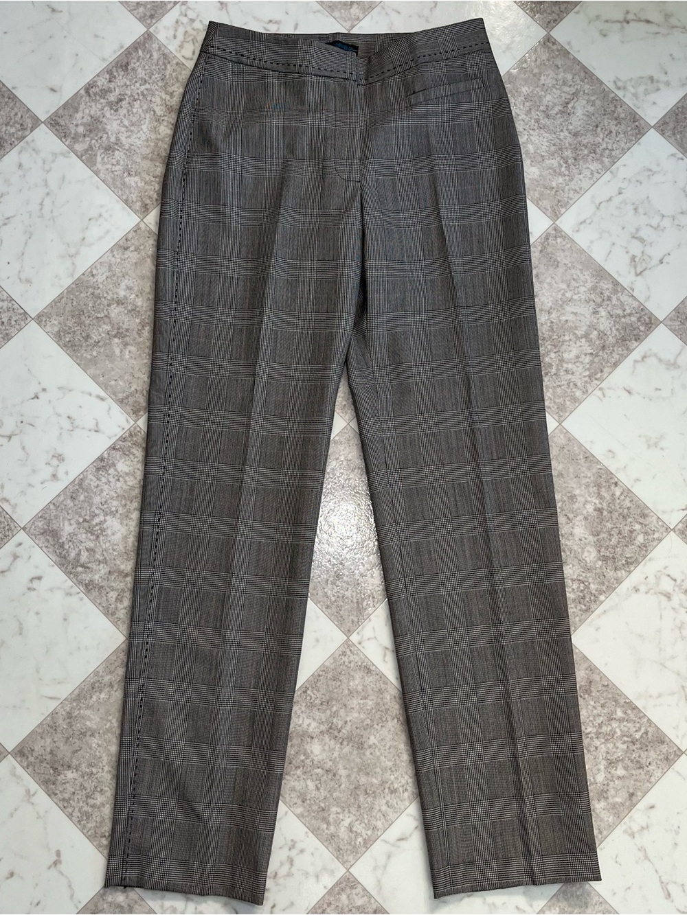 BCBG Grey Plaid Wool Trousers